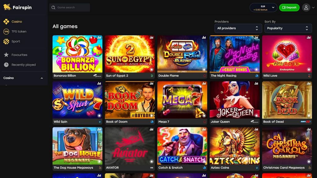 Casino online Fairspin: Consigue un bono del 200 % en tu primer depósito, hasta 2500 CA